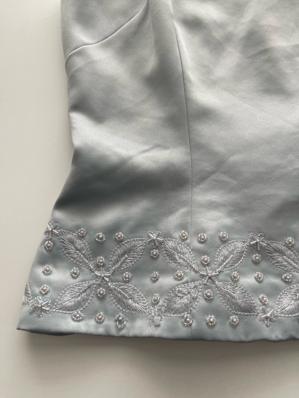 Donna Morgan VTG Light Blue Satin Beaded Camisole - Picture 2 of 7